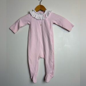 Babidu Baby Girl Footie 9 Months Gauze Snap Button Smocked Neutral Spain Made